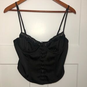 White Fox Bustier Top Size Small Black Corset Lingerie Sexy Regencycore Witchy